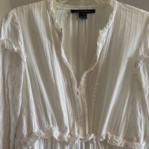French Connection white Ruffle Trim Blouse